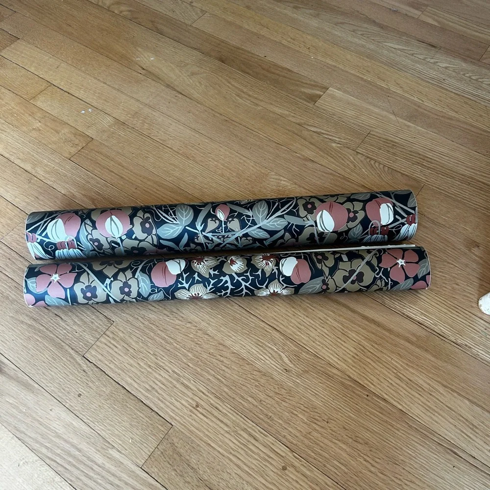 Floral Black and tan peel and stick Wallpaper